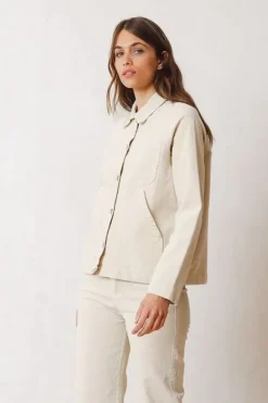 Indi And Cold Retro Micro Corduroy Jacket In Cream