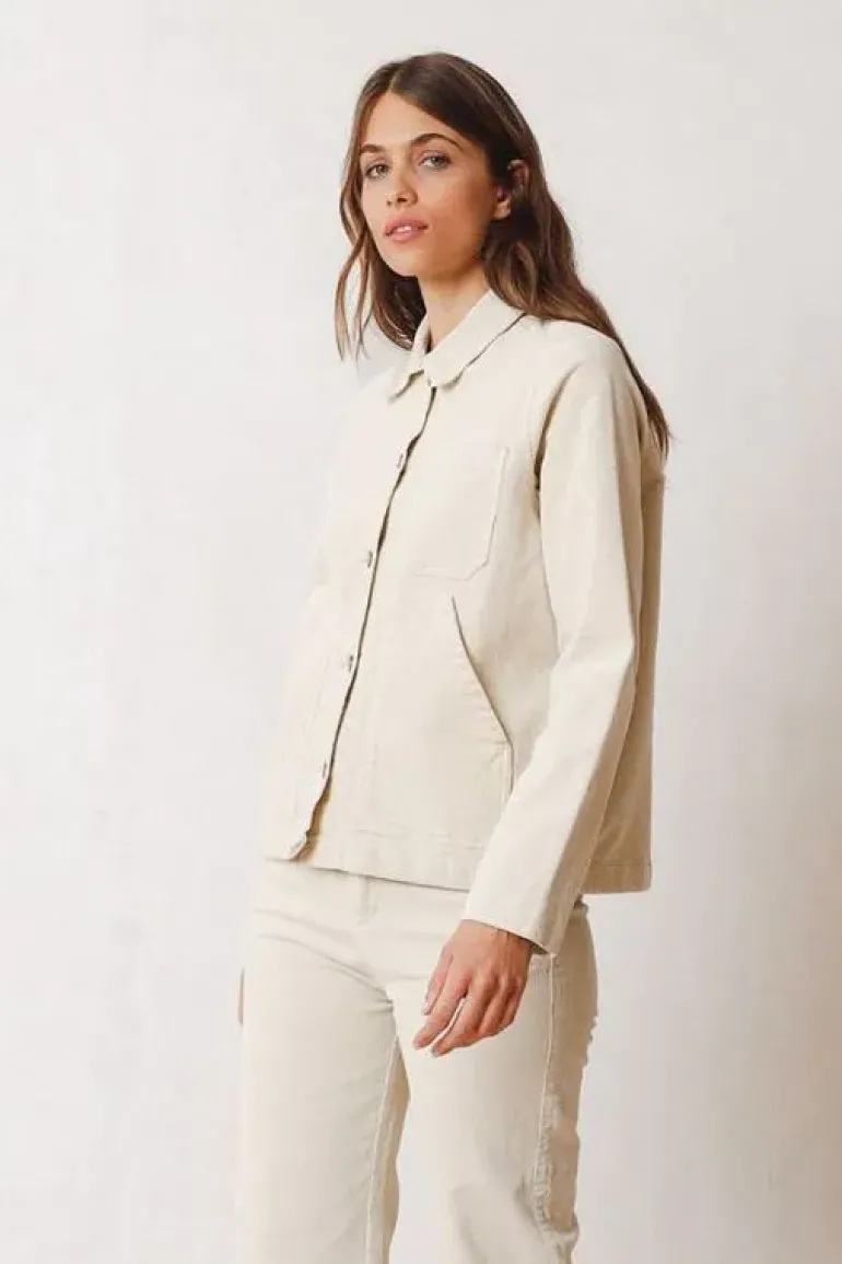 Indi And Cold Retro Micro Corduroy Jacket In Cream