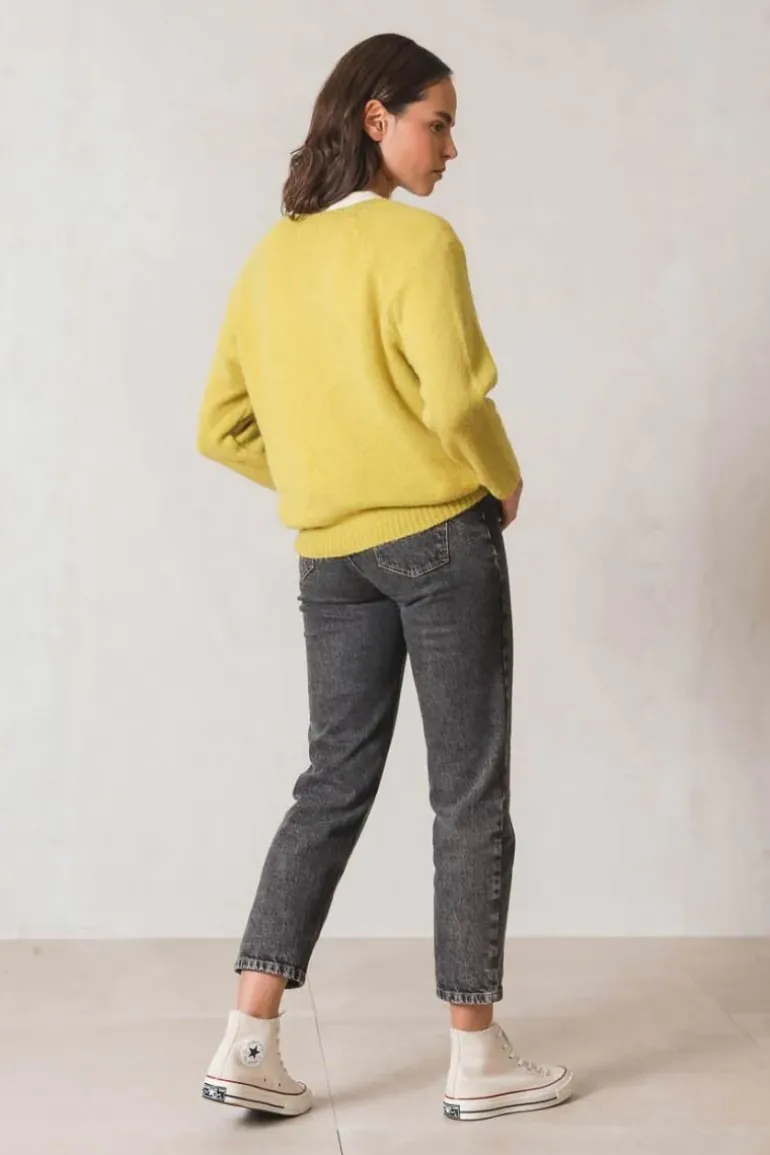 Indi And Cold V Neck Jumper In Lime
