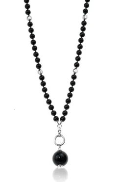 Jantan Beaded Convertible Necklace In Black