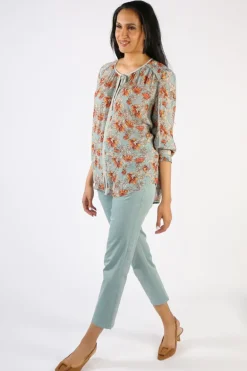 Lania Floral Holly Top In Sea