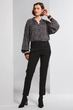 Lania Pinstripe Mayoral Pant In Black