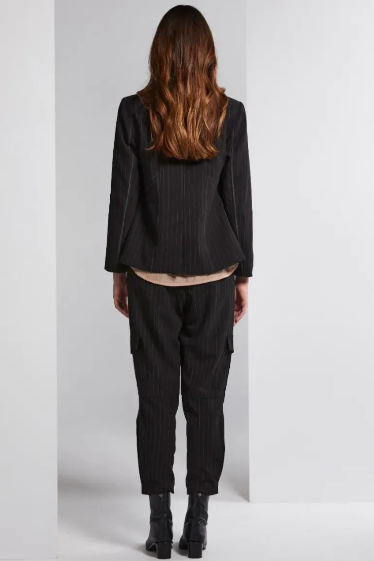 Lania Pinstripe State Blazer In Black