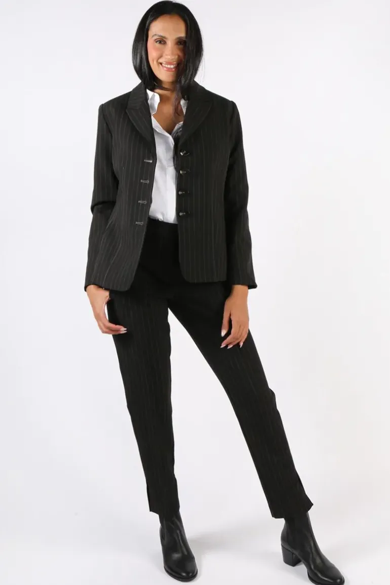 Lania Pinstripe State Blazer In Black