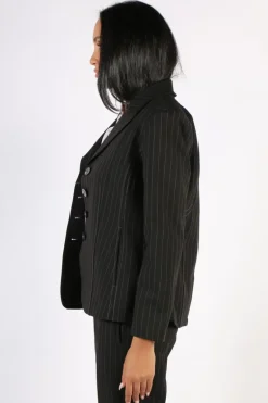 Lania Pinstripe State Blazer In Black