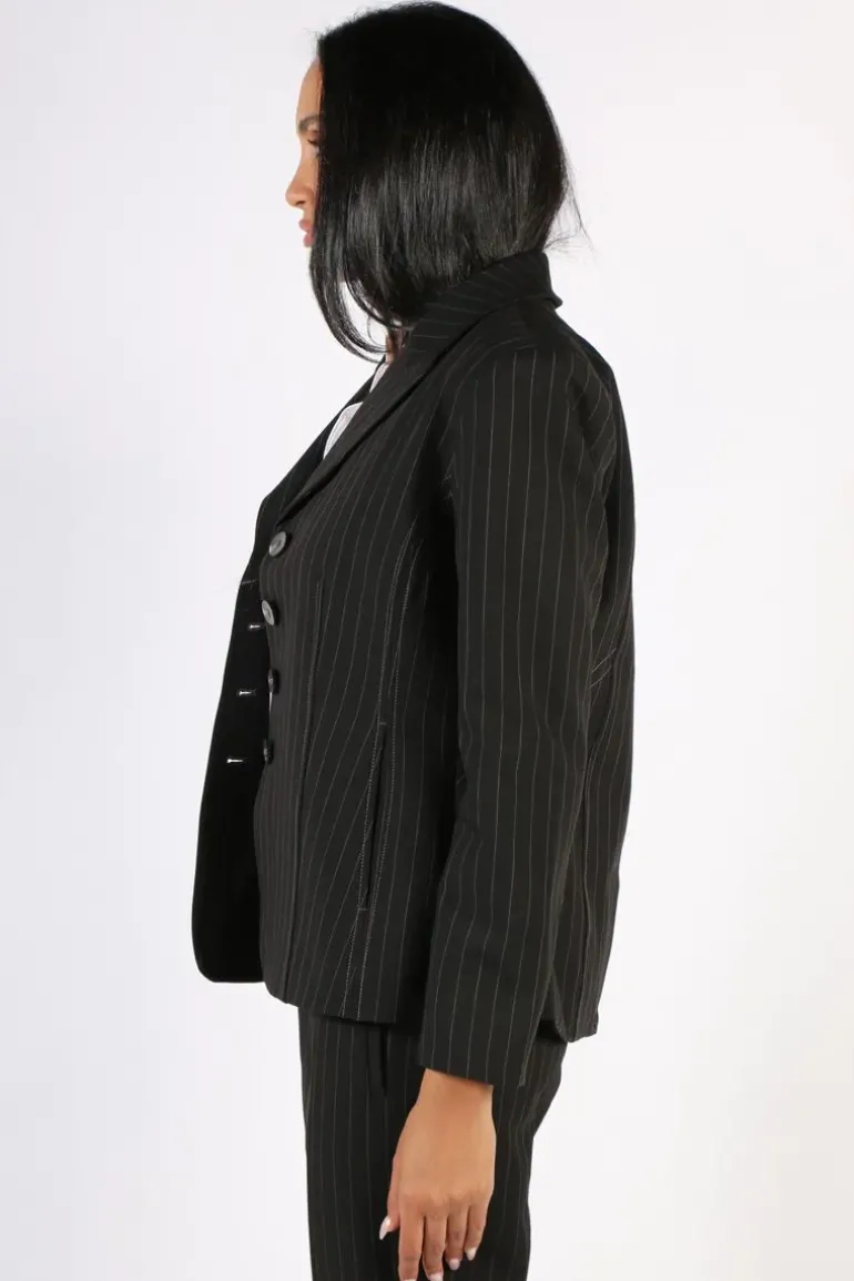 Lania Pinstripe State Blazer In Black