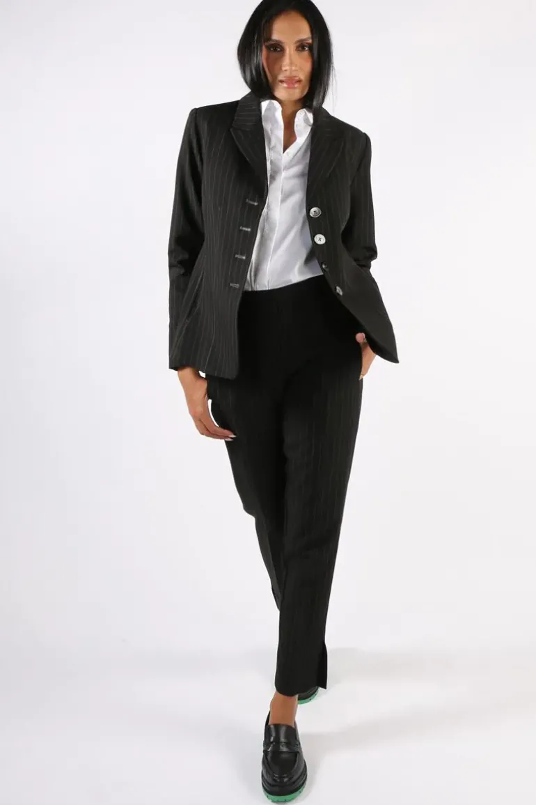 Lania Pinstripe State Blazer In Black