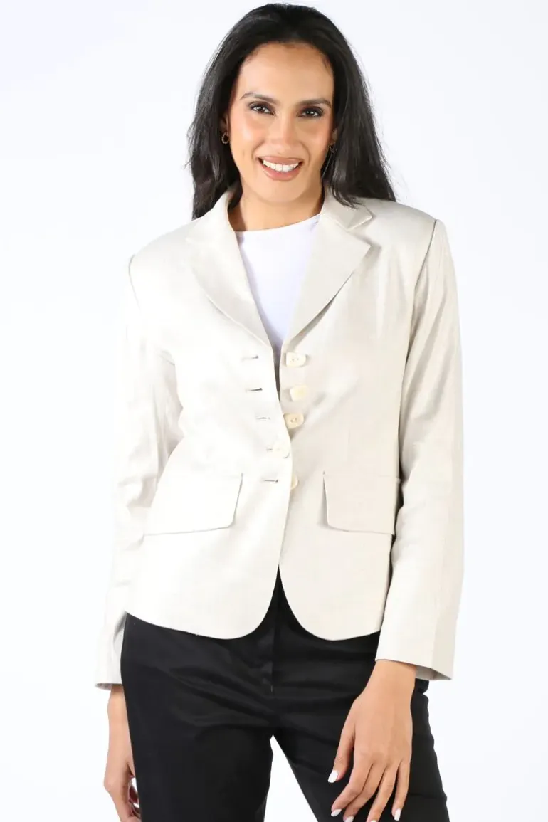 Lania Twill Linen Madison Jacket In Natural
