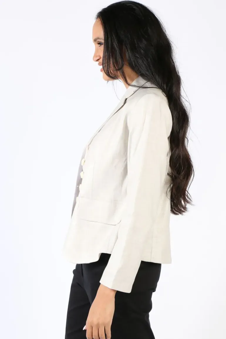 Lania Twill Linen Madison Jacket In Natural