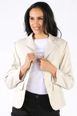Lania Twill Linen Madison Jacket In Natural