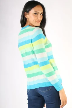 LD & CO Stripe Jumper In Aqua
