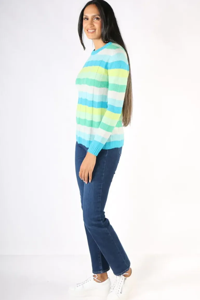 LD & CO Stripe Jumper In Aqua