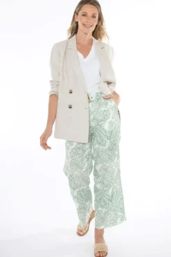 Linen Double Breasted Classic Jacket In Natural