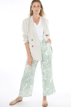 Linen Double Breasted Classic Jacket In Natural