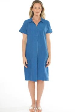 Linen Shift Dress In Sapphire By Jump