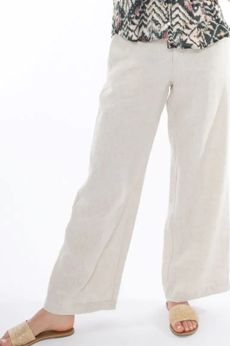 Linen Wide Leg Pant In Natural By Jump
