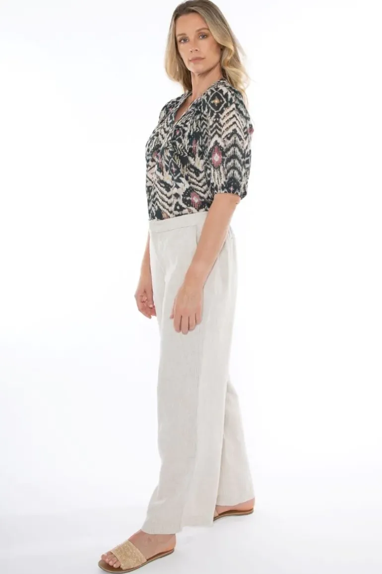 Linen Wide Leg Pant In Natural By Jump