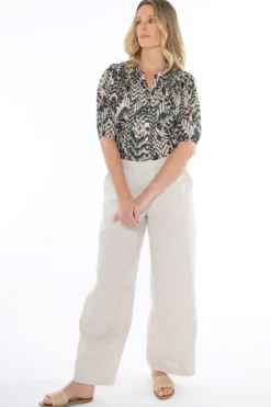 Linen Wide Leg Pant In Natural By Jump
