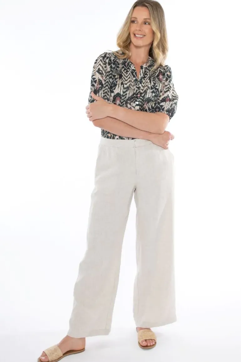 Linen Wide Leg Pant In Natural By Jump
