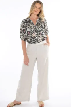Linen Wide Leg Pant In Natural By Jump