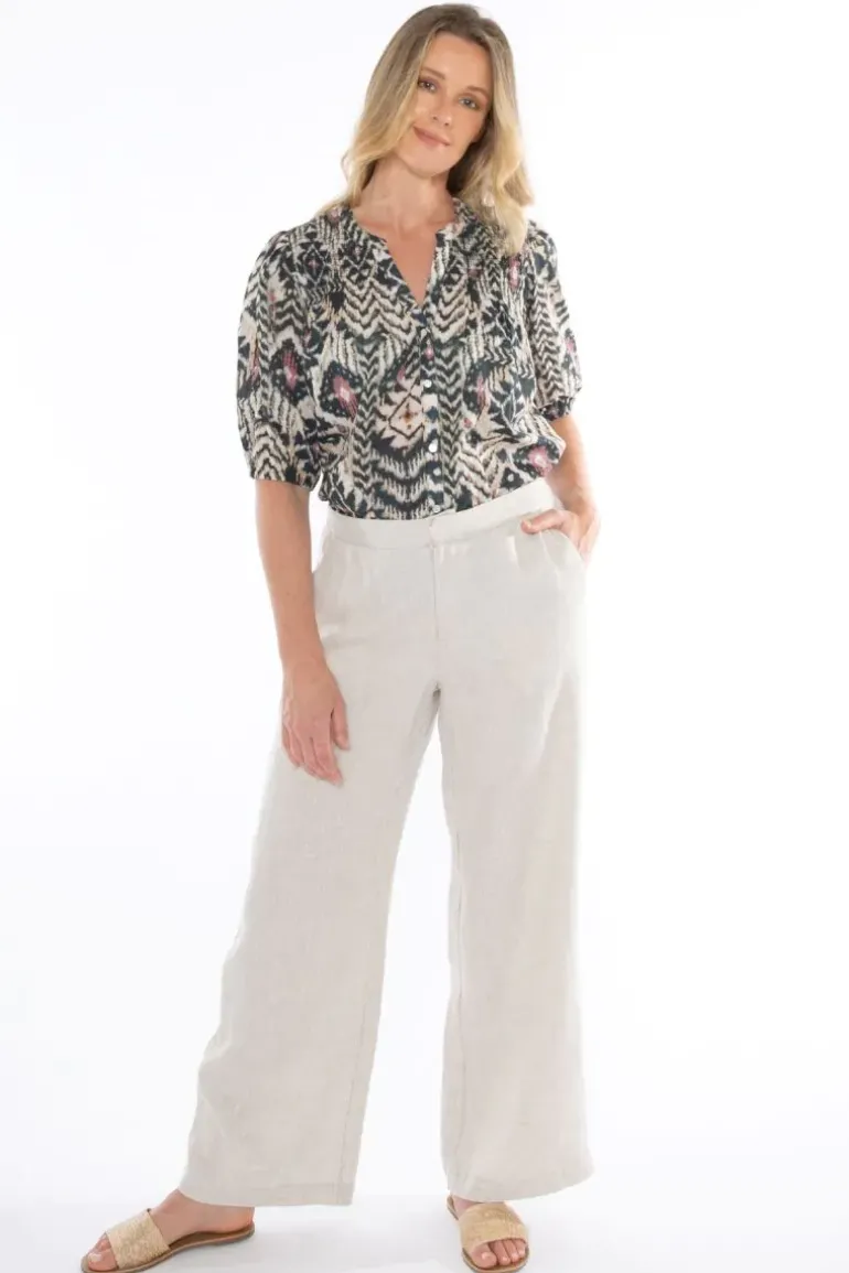 Linen Wide Leg Pant In Natural By Jump