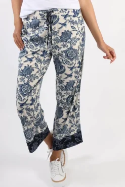 Liverpool Floral Pull On Wide Leg Pants In Floral