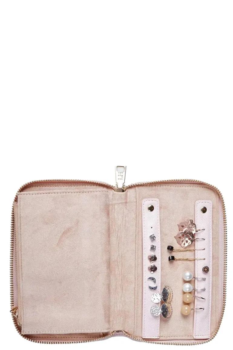 Lizzie Jewellery Case In Pale Pink