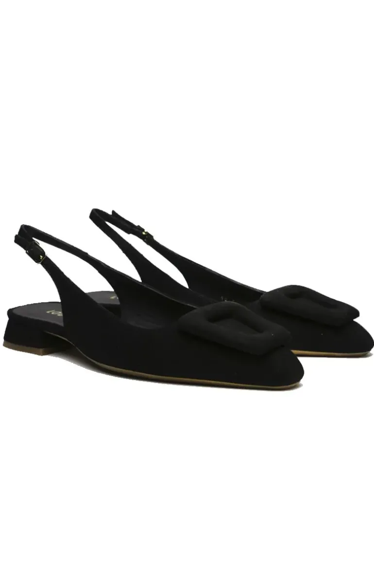 Lodi Love Low Heel Suede Slingback In Black