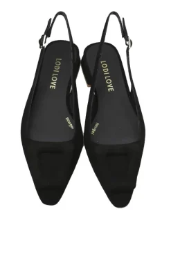 Lodi Love Low Heel Suede Slingback In Black
