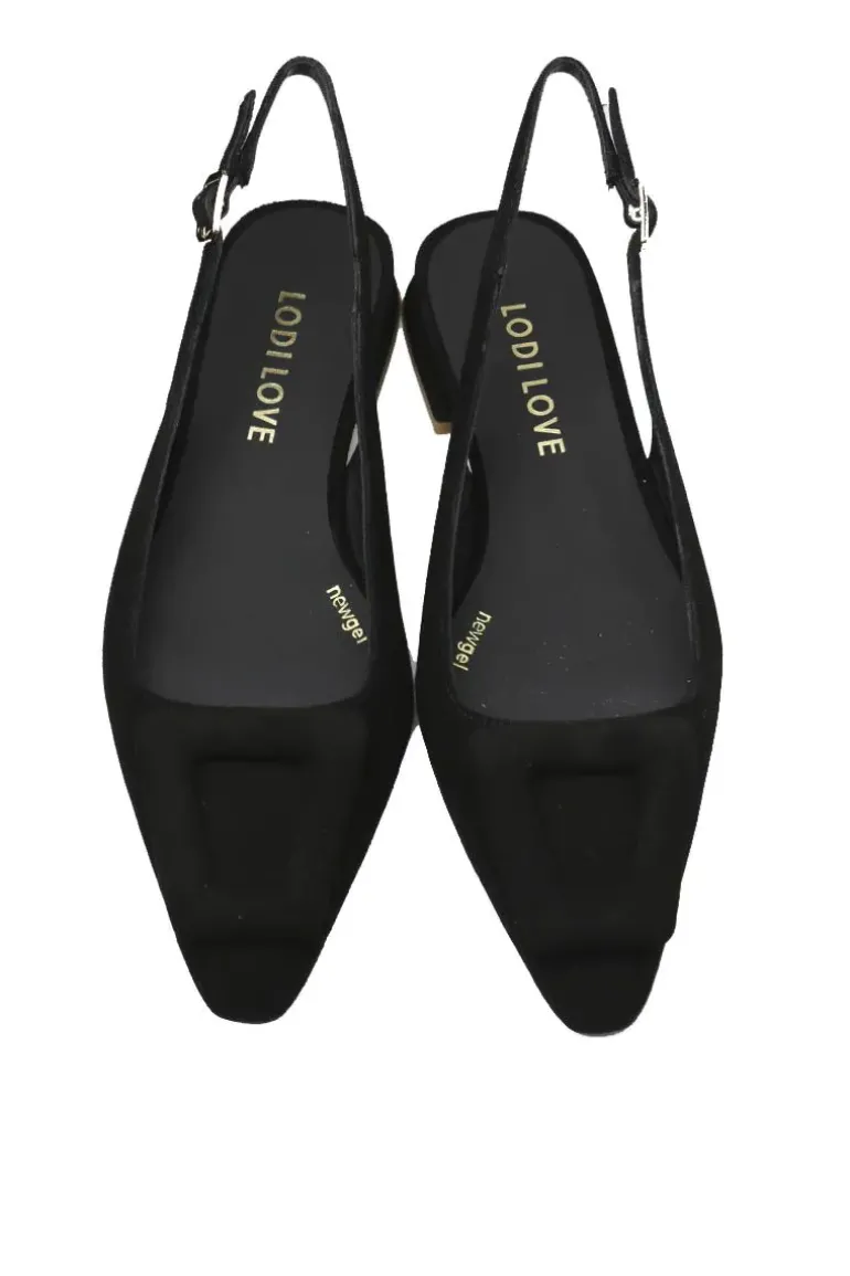 Lodi Love Low Heel Suede Slingback In Black