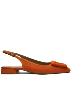 Lodi Love Low Heel Suede Slingback In Orange