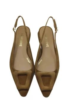 Lodi Love Low Heel Suede Slingback In Tan