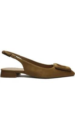 Lodi Love Low Heel Suede Slingback In Tan