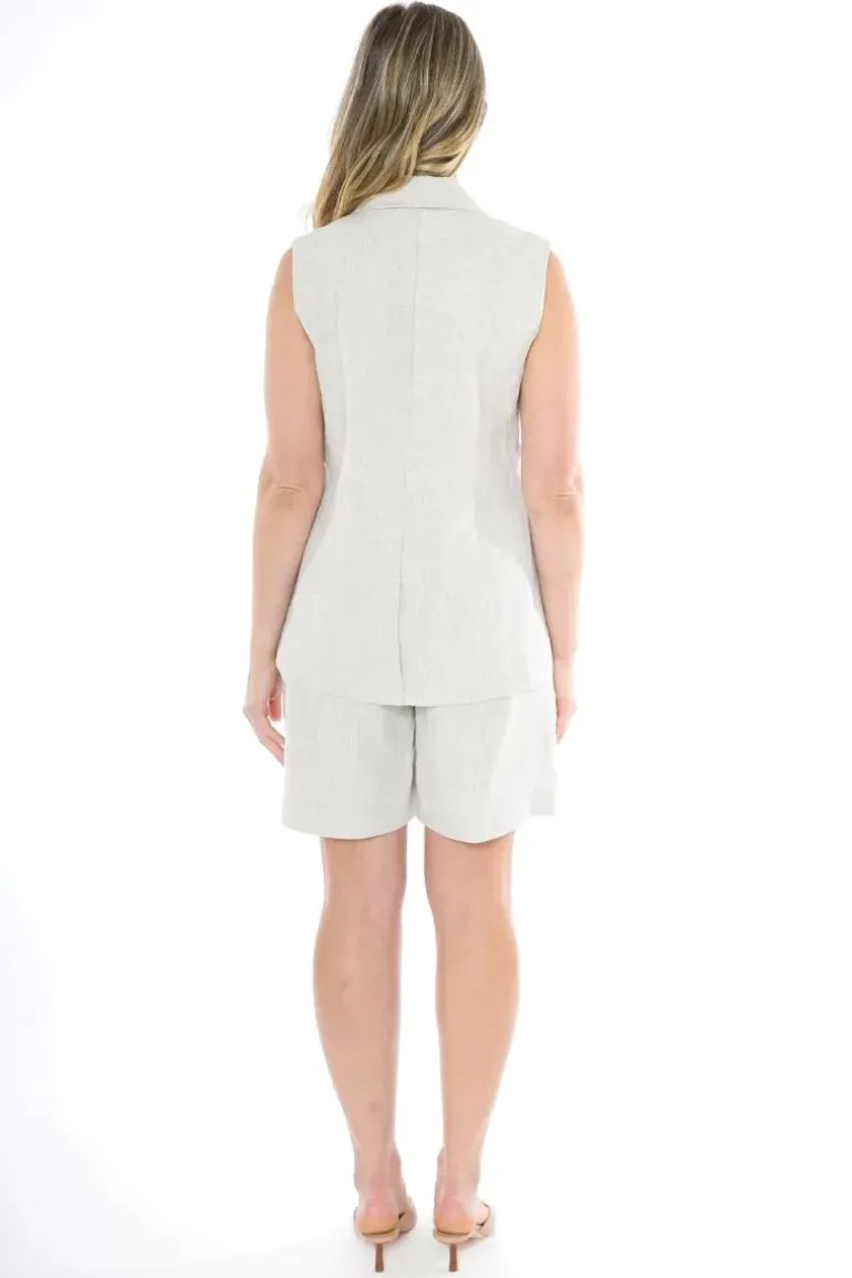 Longline Single Breasted Vest In Natural By Jump