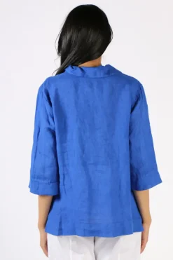 Luca Vanucci Roll Sleeve Shirt In Royal