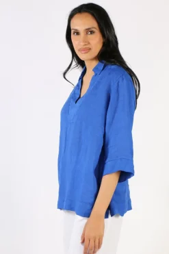 Luca Vanucci Roll Sleeve Shirt In Royal