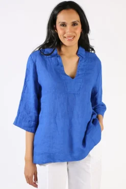 Luca Vanucci Roll Sleeve Shirt In Royal
