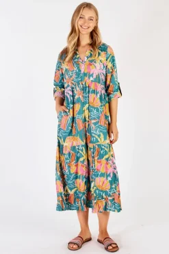 Lula Life Harlow Midi Dress In Sea