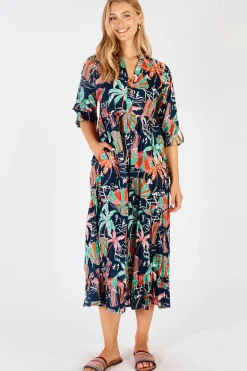 Lula Life Harlow Midi Dress In Navy