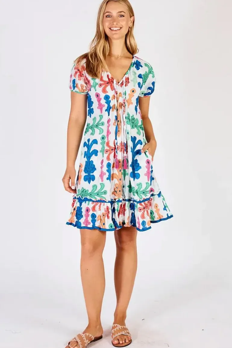 Lula Life Olivia Shirred Dress In White