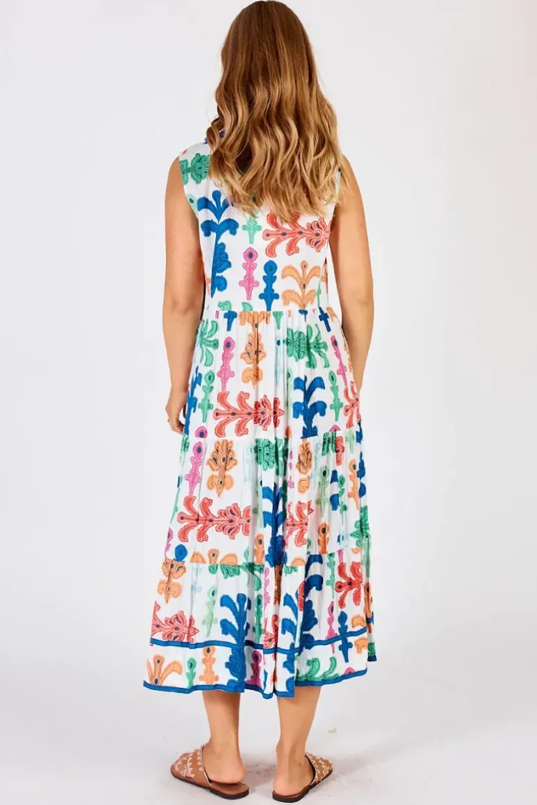 Lula Life Olivia Sleeveless Midi Dress In White