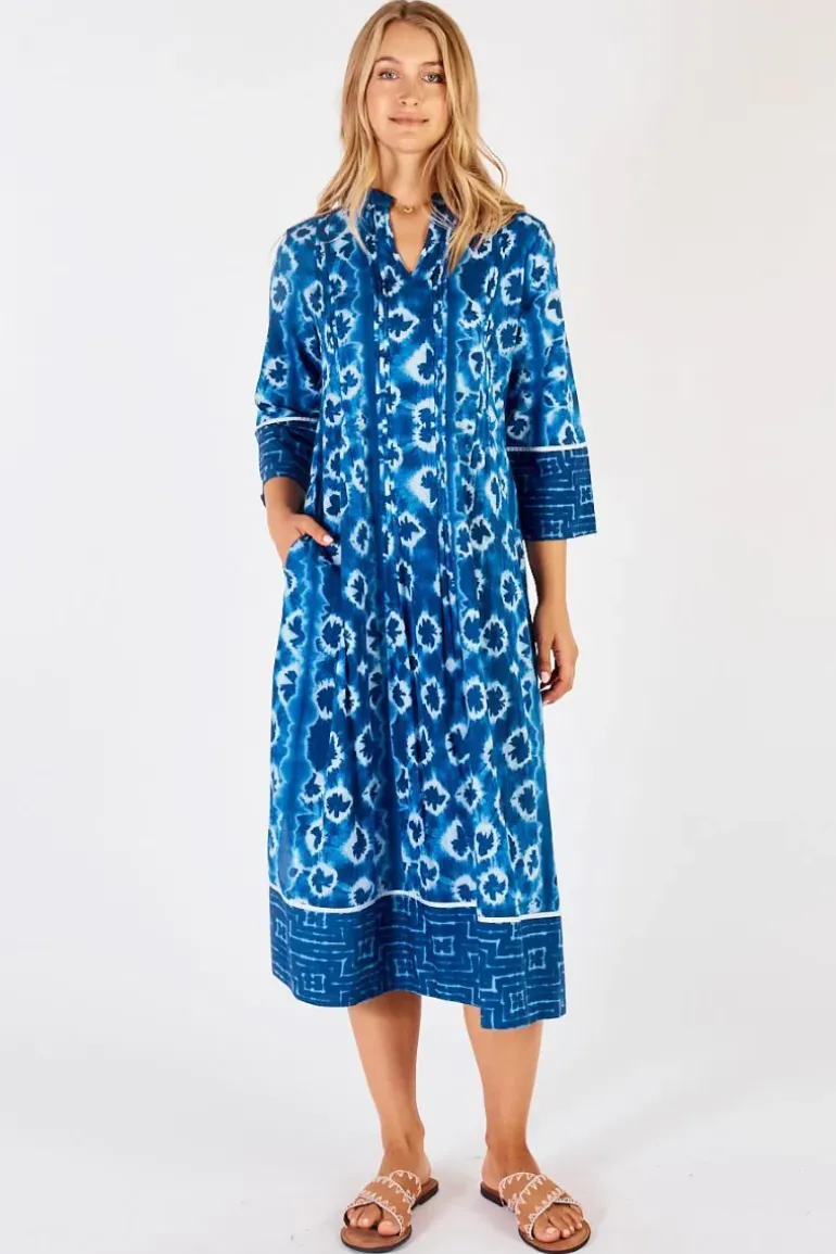 Lula Life Shibori Midi Dress In Navy