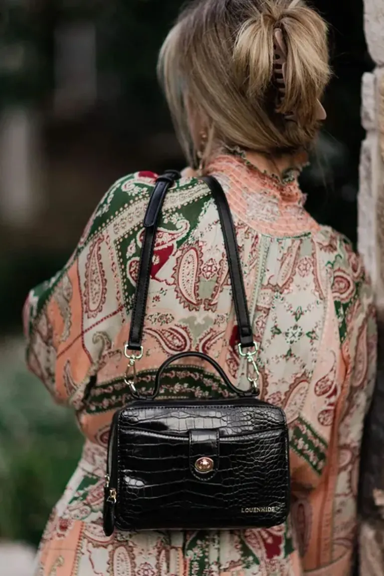 Luna Bag By Louenhide In Black Croc