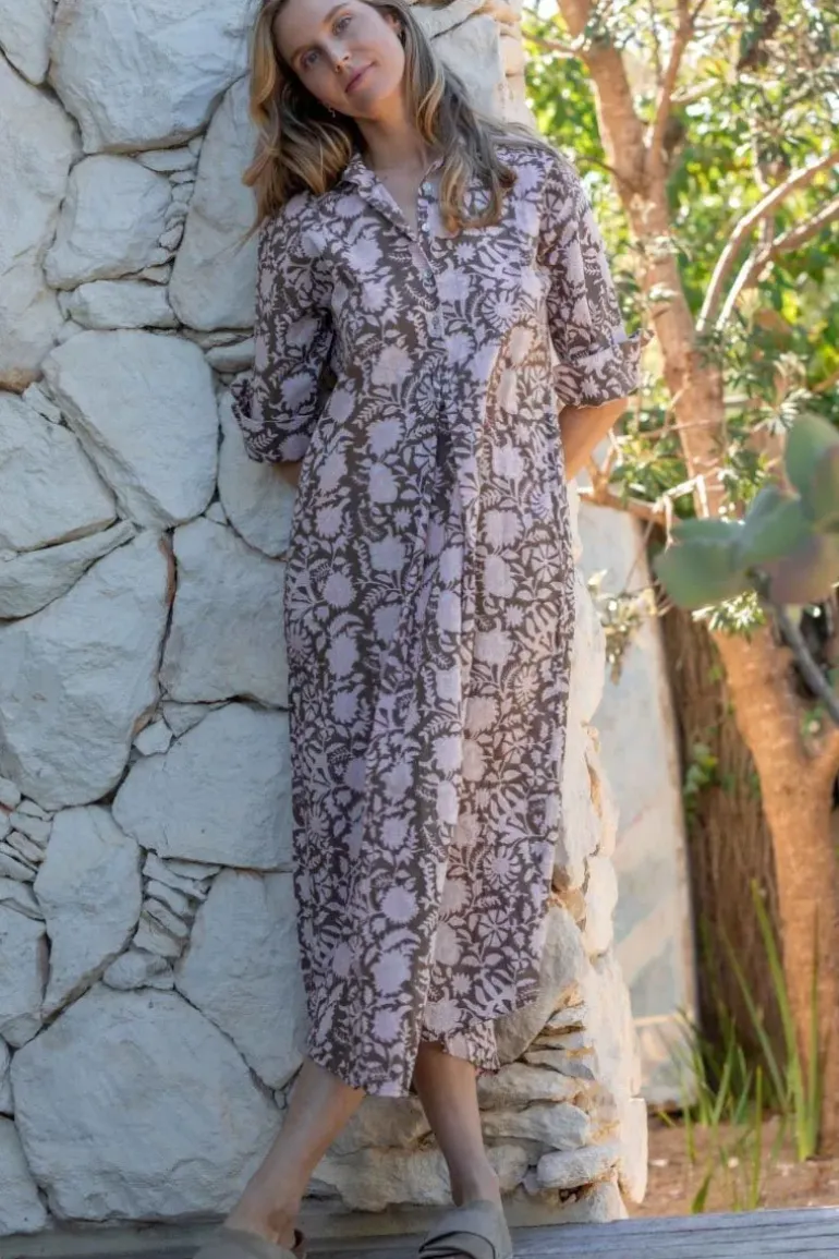 Mandalay Emily Maxi Shirtdress In Cocoa