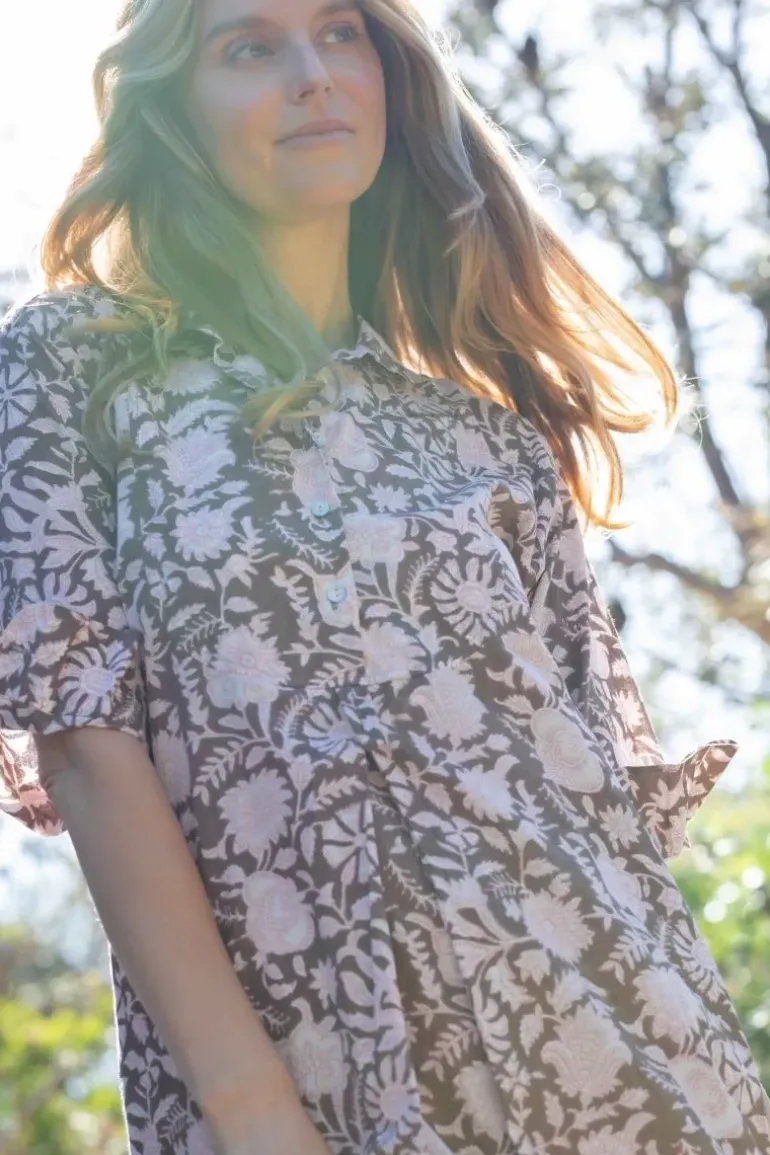 Mandalay Emily Maxi Shirtdress In Cocoa