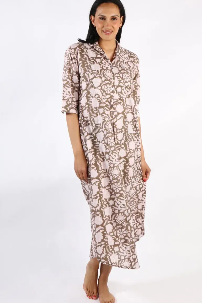 Mandalay Emily Maxi Shirtdress In Cocoa
