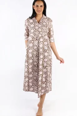 Mandalay Emily Maxi Shirtdress In Cocoa