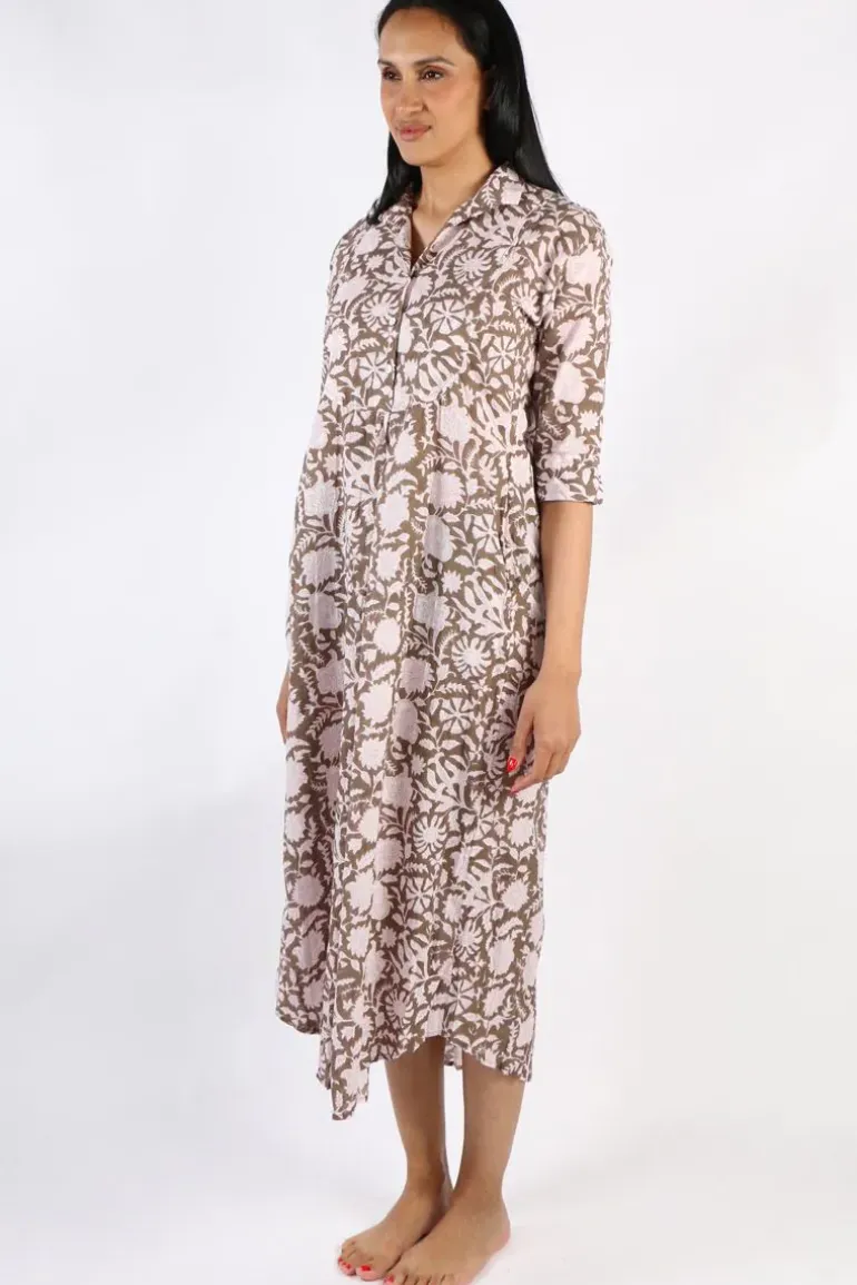 Mandalay Emily Maxi Shirtdress In Cocoa