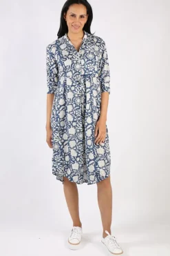 Mandalay Emily Shirtdress In Indigo