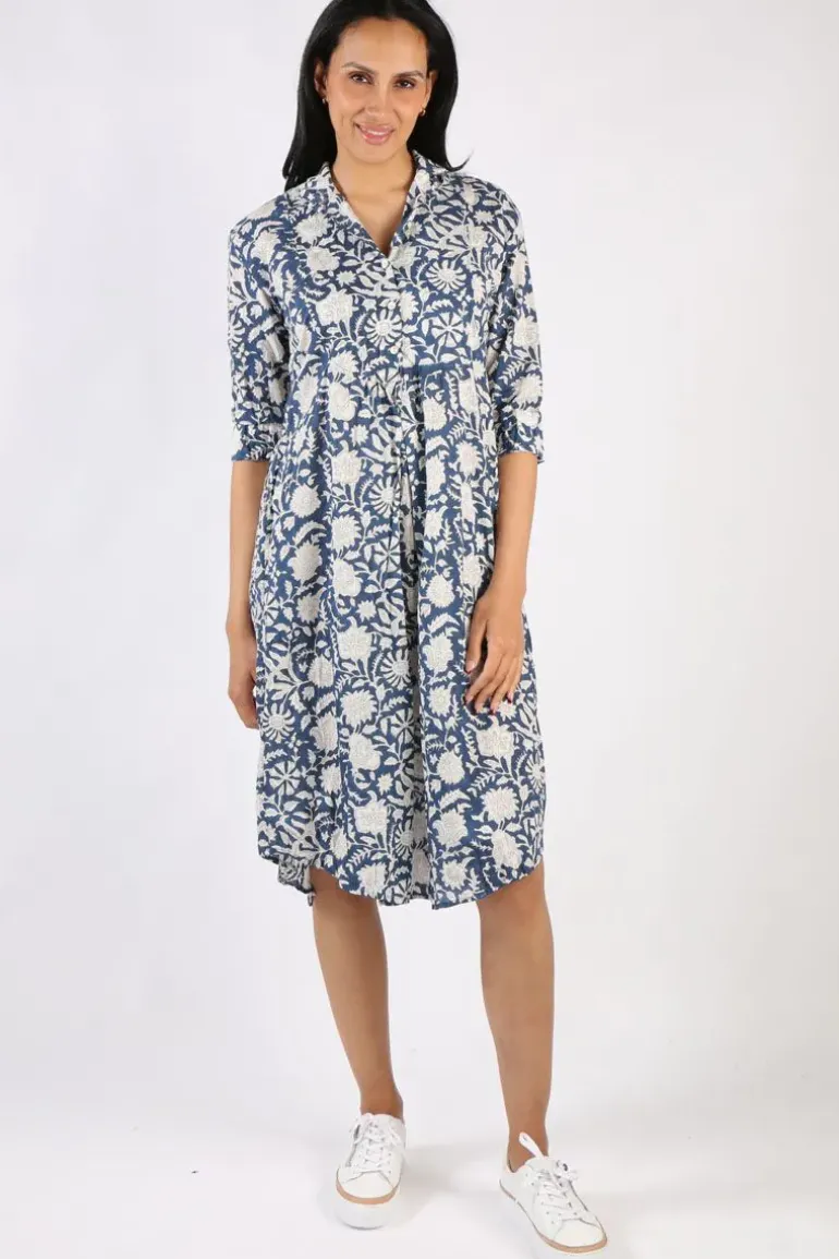 Mandalay Emily Shirtdress In Indigo